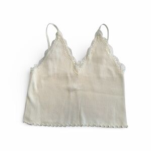 Love Tree Off White Lace Trim Cropped Cami Girls Large